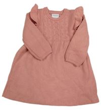 Ružové pletené šaty so vzorom a volánikmi zn. F&F