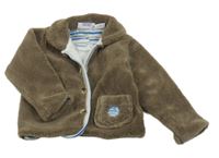 Hnedá plyšová podšitá bunda s nášivkou a golierikom BabiesRus