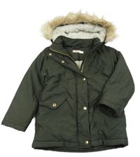 Tmavokhaki šušťáková zimná parka s kapucňou s kožešinou name it.