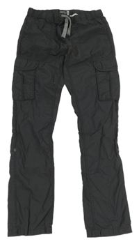 Tmavošedé cargo plátěné rolovací kalhoty C&A