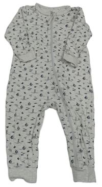 Světlešedý melírovaný overal s lodičkami a majáky Topomini