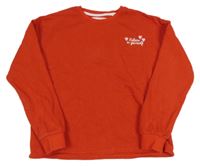 Červená mikina s nápismi a srdiečkami F&F