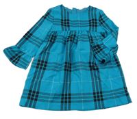 Nové - modrozeleno-černo-stříbrné kostkované šaty St. Bernard