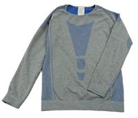 Sivo-modré melírované therno tričko s pruhmi a vzorom crivit