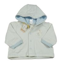 Nové - světlemodro-biela pruhovaná prepínaci tepláková mikina s psíkom a kapucňou C&A