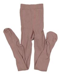 Starorůžové žebrované punčocháče