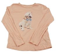 Broskvové crop triko s pejskem TOM TAILOR