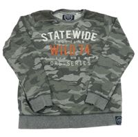 Army-sivá melírovaná vzorovaná mikina s nápismi C&A