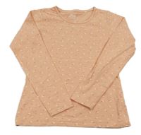 Světleranžovo-marhuľové pruhované tričko so srdiečkami YIGGA