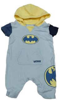 Světlemodro-tmavomodrá tepláková kombinéza s Batmanem a vreckom a kapucňou George
