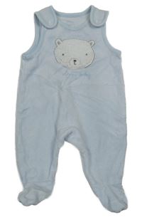 Světlemodré sametové dupačky s medvedíkom C&A