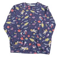 Tmavomodrá mikina s raketami a planetami a kosmonauty