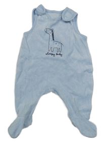 Světlemodré sametové dupačky so zvieratkom