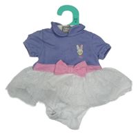 Nové - fialovo-bílé body s Daisy a tylovou třpytivou sukní a límečkem PRIMARK