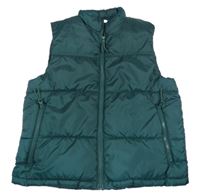 Smaragdová prešívaná šušťáková zateplená vesta H&M