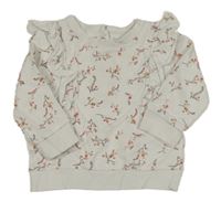 Smotanová mikina s kvietkami a volánikmi Next