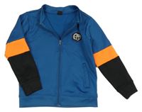 Petrolejovo-čierno-kriklavoě oranžová thermo prepínaci mikina s nášivkou