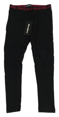 Nové - čierne legíny s nápismi threadbare