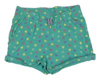 Zelenomodré kraťasy s farebnými srdiečkami lupilu