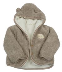 Světlehnědošedá huňatá zateplená bunda s ovečkou a kapucňou s uškami orsolino