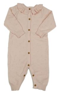 Svetloružový 3D bodkovaná ý úpletový overal s golierikom little Nutmeg