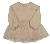 Světlebroskvové prošívané teplákovo/tylové šaty btween