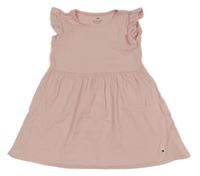 Svetloružové rebrované šaty s volánikmi H&M
