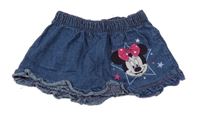 Modrá rifľová sukňa s Minnie a volánikom Disney