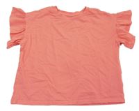 Lososové oversize crop tričko s volánikmi H&M