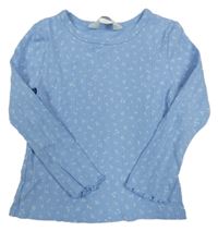 Modré rebrované crop tričko s kvietkami H&M