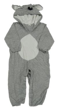Šedý melírovaný úpletový overal s kapucí s oušky H&M