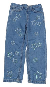 Modré relaxed rifle s hviezdičkami s flitrami Denim Co.