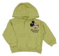 Olivová oversize mikina s Mickey s kamarády a kapucňou RESERVED
