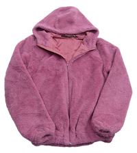Ružová chlpatá zateplená bunda s kapucňou zn. Pepperts