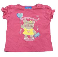 Ružové tričko s medvedíkom a nápismi Topolino