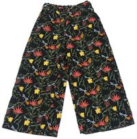 Čierne kvetované culottes nohavice