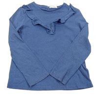 Modré pruhované trblietavé tričko s volány Fat Face
