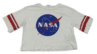 Biele crop tričko s pruhy NASA H&M
