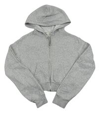 Svetlosivá melírovaná prepínaci crop mikina s kapucňou H&M
