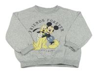 Sivá melírovaná mikina s Mickeym a Plutem H&M