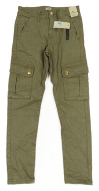 Nové - Khaki plátěné cargo skinny kalhoty River Island