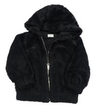 Čierna kožušinová podšitá bunda s kapucňou F&F