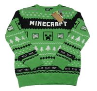 Nové - Zeleno-černý vzorovaný svetr s Minecraft Primark