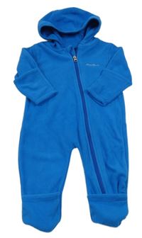 Modrá fleecová kombinéza s kapucí