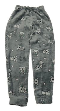 Tmavošedé chlupaté tepláky s koalami New Look