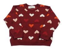 Vínový svetr se srdíčky H&M
