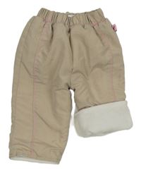 Béžové šusťákové zateplené kalhoty