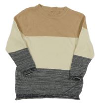 Béžovo-krémovo-čierny dlhý sveter George