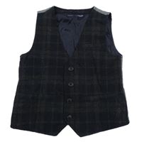 Černo-šedá kostkovaná vlněná slavnostní vesta Next