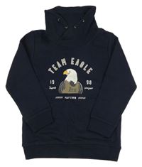 Tmavomodrá mikina s orelom a komínovým golierom Topolino